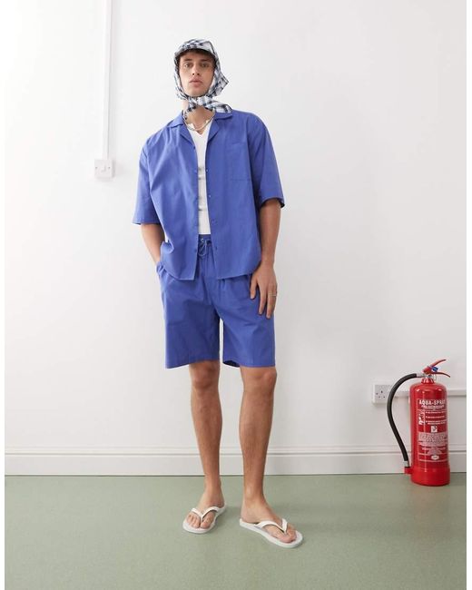 Collusion Blue Textured Woven Shirt for men
