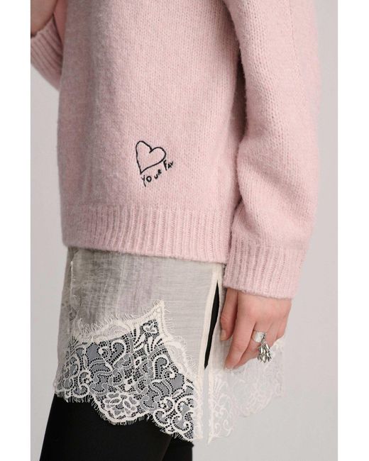 Pull à cœurs brodés Pull&Bear en coloris Pink