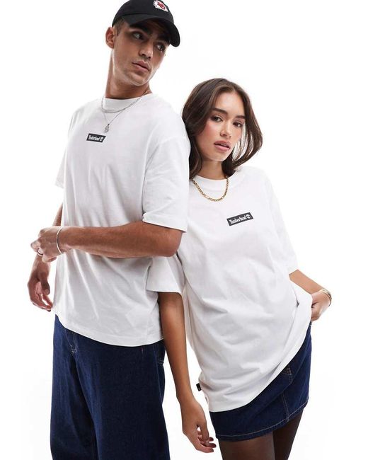 Timberland White Oversized T-shirt With Central Logo for men