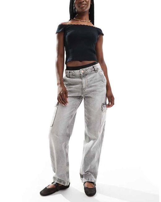Bershka Black High Waisted Cargo Jeans