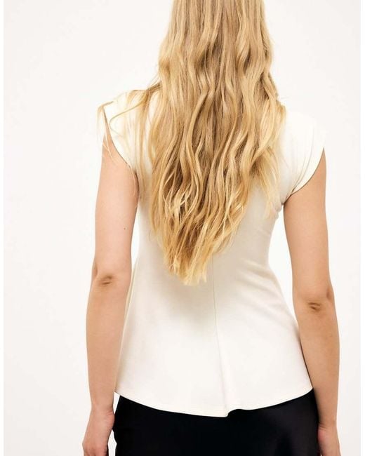 NA-KD White Peplum Jersey Top