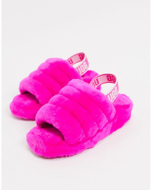 Ugg Pink Fluff Yeah Sheepskin Slingback Slippers