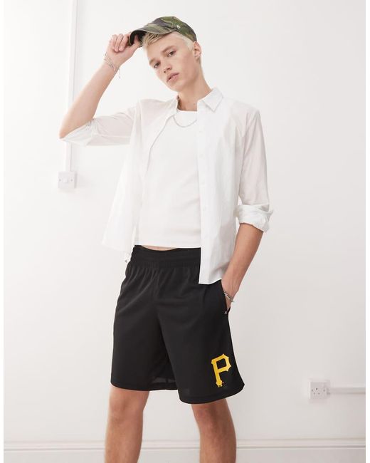 Pantalones Cortos Negros Con Logo Estampado De Los Pittsburgh Pirates De '47 de hombre de color White