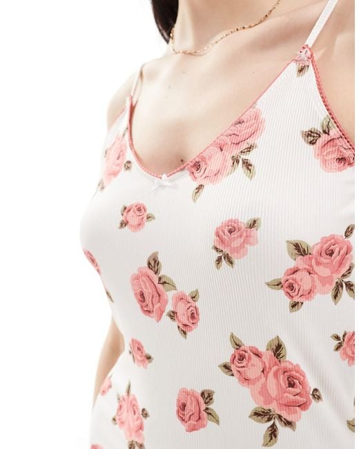 Y.A.S White Y.a.s Slinky Rib Cami Maxi Dress With V Neck