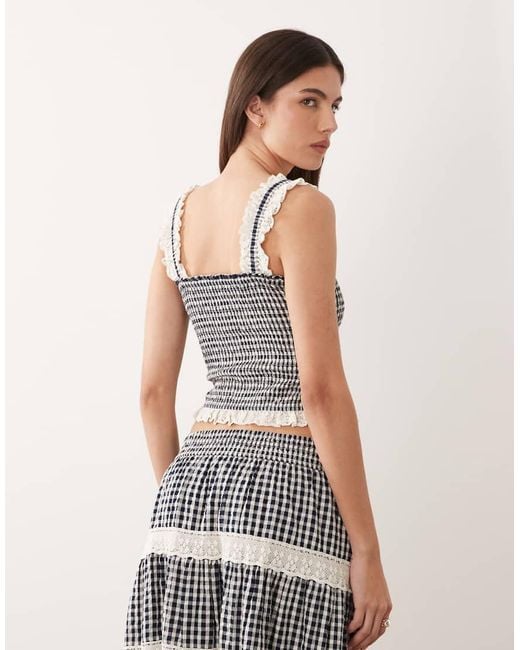 Nobody's Child Gray Lace Trim Shirred Bodice Cami Top Co-Ord