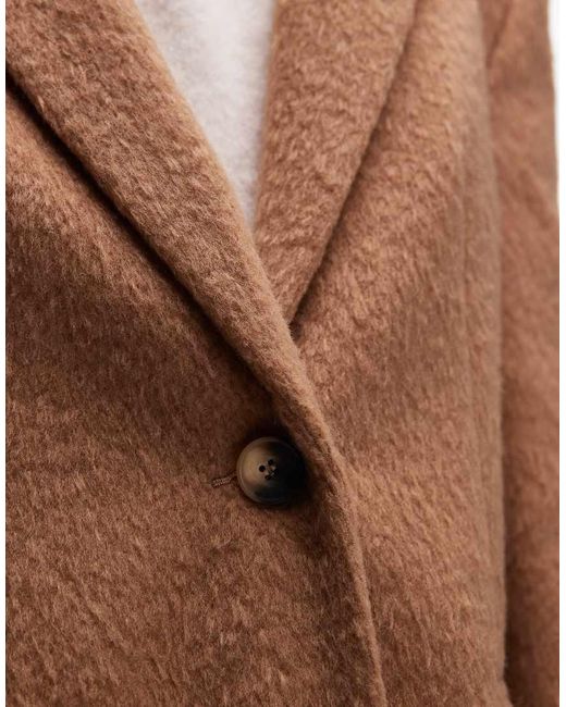 TOPSHOP Brown Brushed Wool Look Blazer Coat