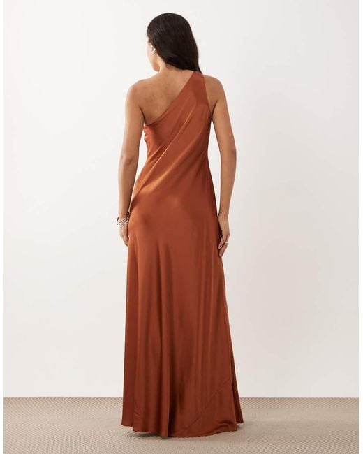 Ralph Lauren Brown One Shoulder Maxi Dress