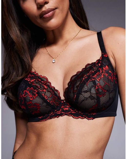 Ann Summers Black Fuller Bust Sexy Lace Non Padded Plunge Bra