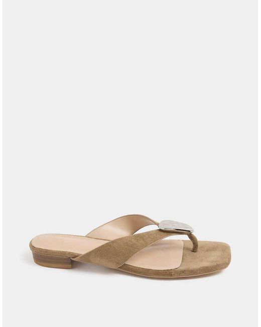 Long Tall Sally Brown Hammered Low Heel Sandals
