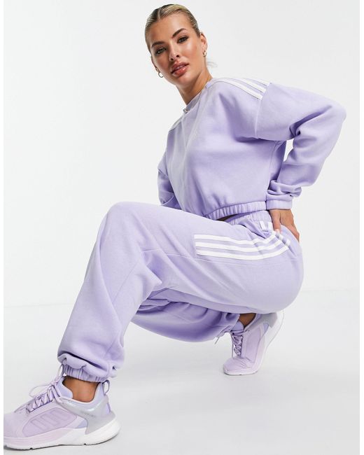 adidas Originals Adidas Training Oversized joggers With Three Stripes in  Purple | Lyst