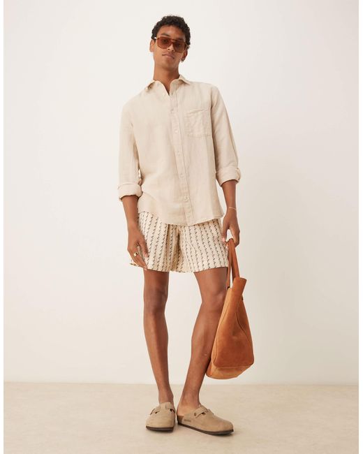 Mango – hochwertiges leinenhemd in White für Herren