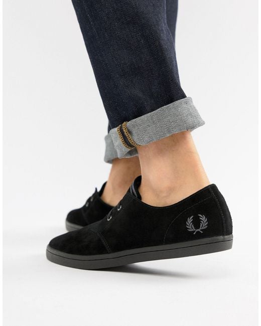 Fred Perry Byron Low Suede Shoes in Black for Men | Lyst UK