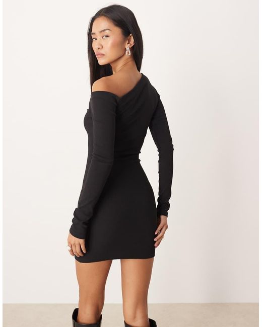 NARRATED Natural Asymmetric Long Sleeves Mini Dress