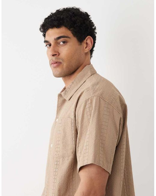 Jack & Jones Natural Embroidered Short Sleeve Shirt for men