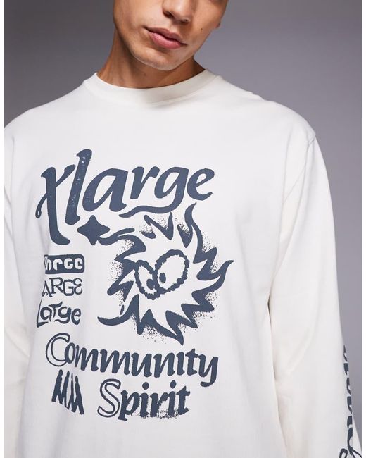 Xlarge Gray Long Sleeve Graphic Logo Pigment Dyed T-shirt for men