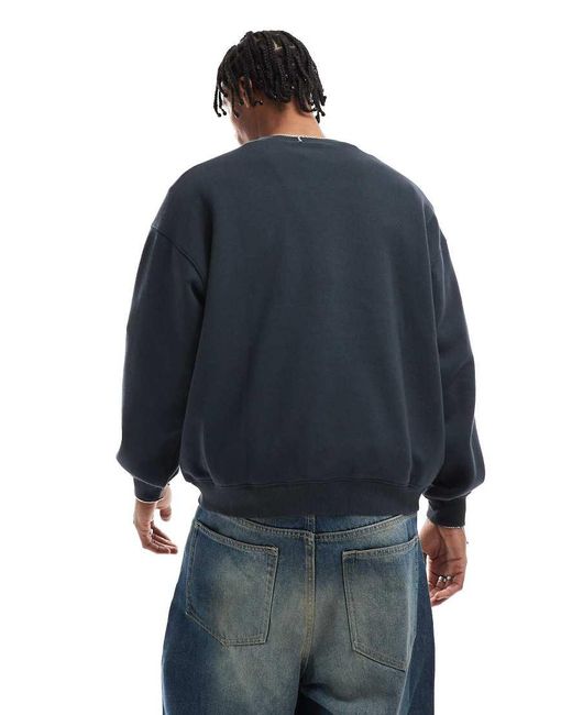 Sudadera Negra De Corte Cuadrado Con Estampado Gráfico De Felpa De Cotton On de hombre de color Blue