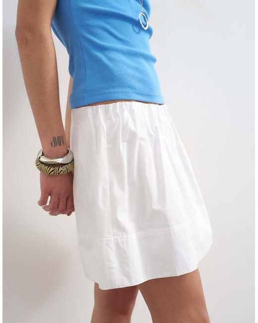 TOPSHOP White Mini Poplin Skirt
