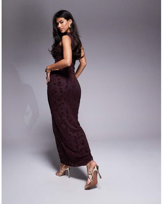 Gonna Lunga A Fiori Floccati Trasparente di ASOS in Purple