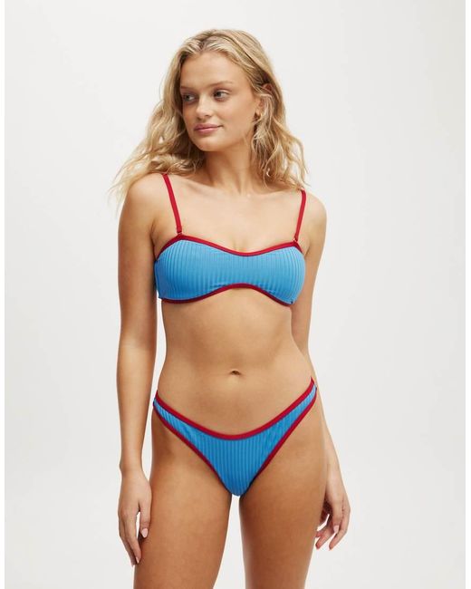 Cotton On Blue Refined High Side Brazilian Bikini Bottom