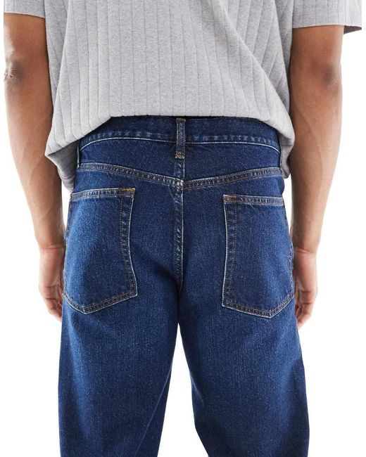 Vaqueros De Corte Recto Con Lavado Azul Oscuro De ASOS de hombre de color Blue