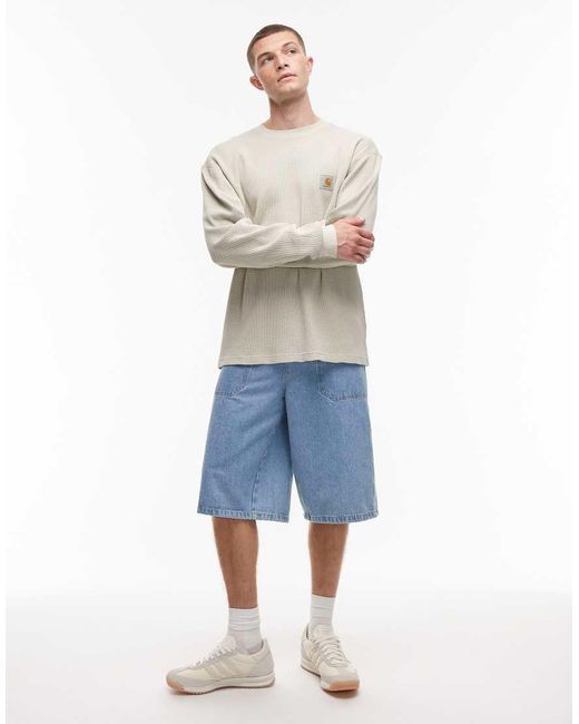 Camiseta De Manga Larga Y Corte Suelto De Punto Gofrado Vista De -Neutro Carhartt de hombre de color Gray