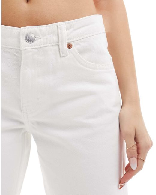 Monki White Imoo Low Waisted Wide Fit Jeans