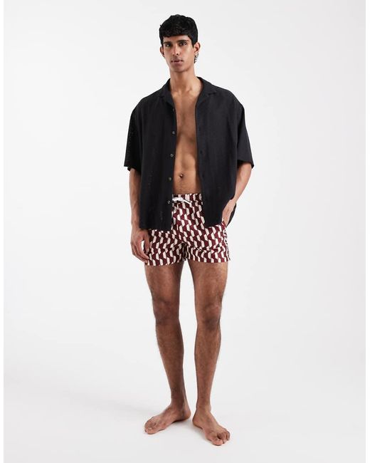 Aray White Geo Print Swimshort for men