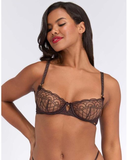 Boux Avenue Brown Sienna Embroidered Underwired Balconette Bra