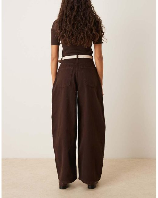 ASOS Brown Gathered Detailing Barrel Leg Jeans
