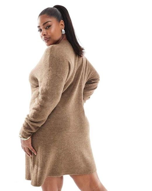 Yours Brown Tunic Knitted Mini Dress
