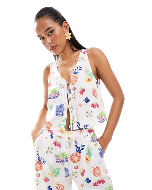 ONLY White Tie Front Top Co-Ord