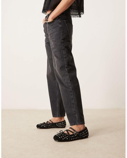 ASOS Black Laurel Studded Mary-jane Ballets