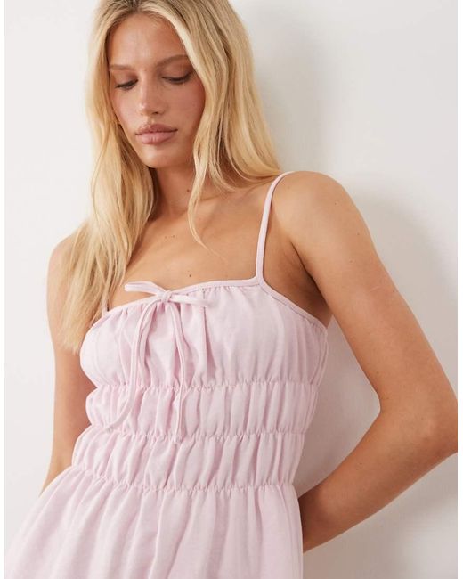 ASOS Pink Cami With Shirring Detail Mini Dress