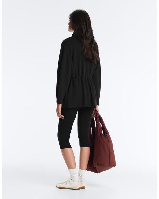 Oysho Black Long Jacket With Modal And Soft Touch Pockets
