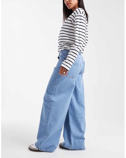 Vaqueros Boyfriend De Corte Holgado Extragrande Con Acabado Descolorido De -Azul ASOS de color Blue