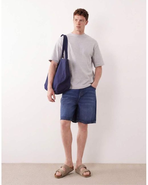 ASOS Blue Mid Length Denim Jorts for men