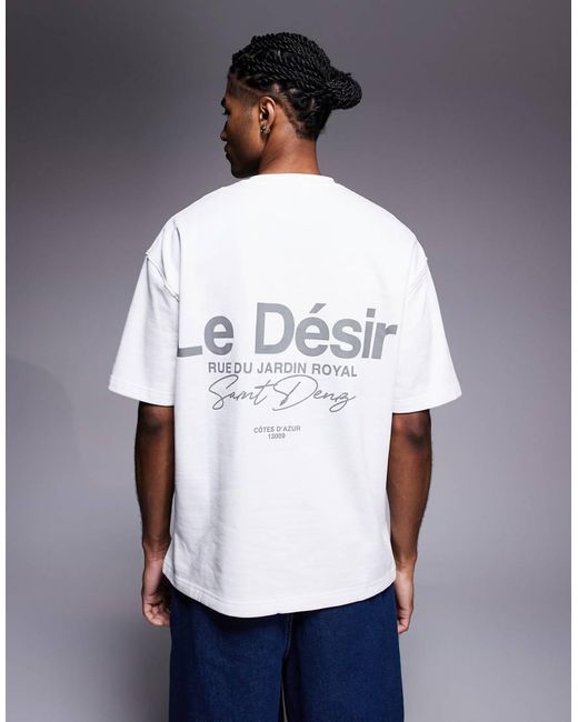 River Island Blue 'Le Desir' Oversized T-Shirt for men