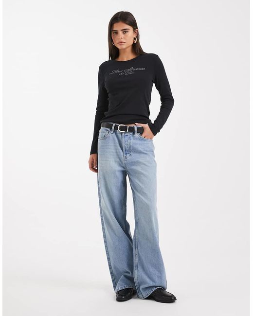 Levi's Black Essential Long Sleeve T-shirt With Glitter Logo