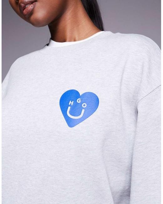 HUGO Gray Oversized Crew Sweatshirt