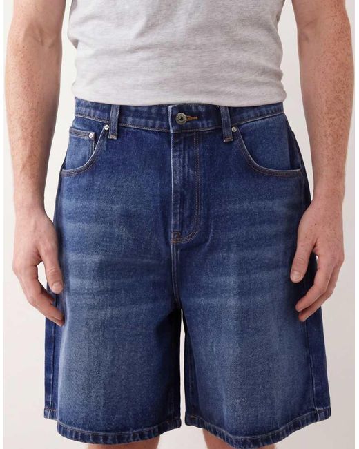 ASOS Blue Mid Length Denim Jorts for men