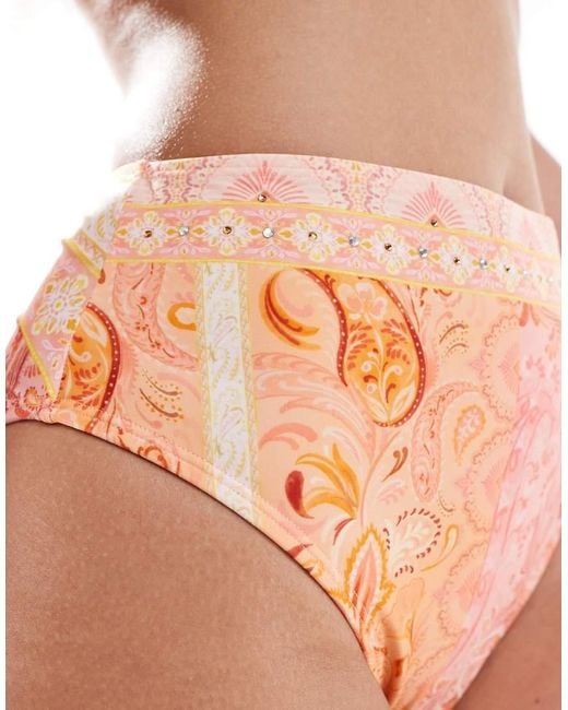 River Island Pink Paisley Bikini Bottoms