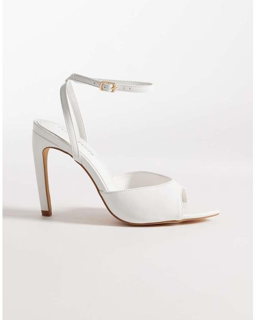 Public Desire White Caught On Tie Leg Heeled Sandals