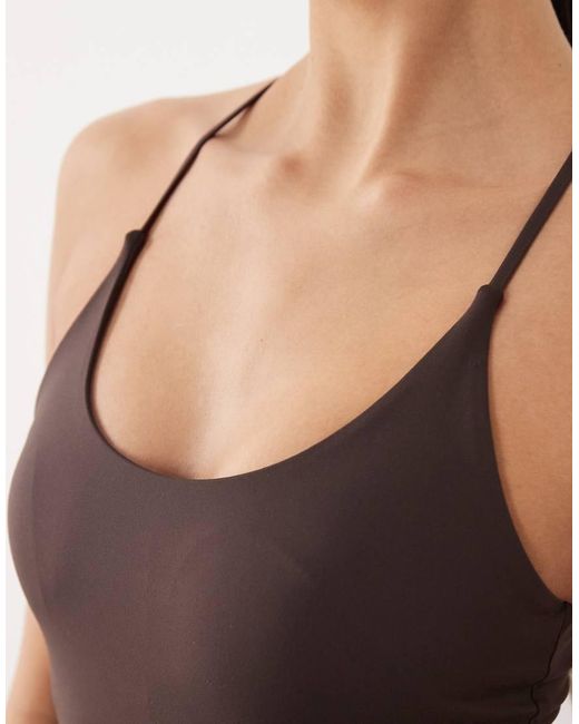 Gina Tricot Gray Mix And Match Strappy Back Yoga Top