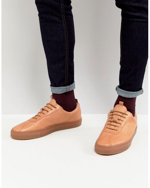 grenson leather trainers