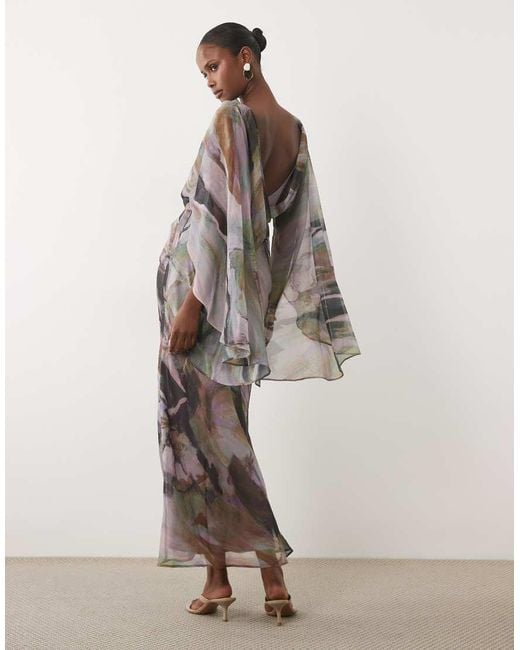 ASOS Multicolor Kimono Sleeve Cape Detail Draped Midaxi