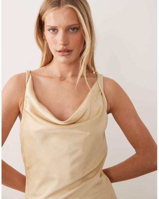 Jdy Natural Cowl Neck Satin Maxi Dress