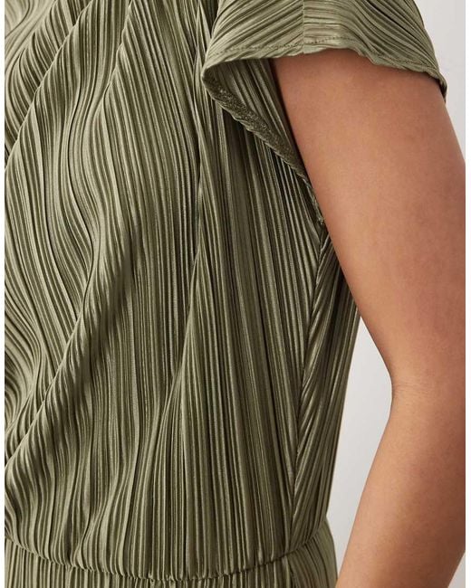 ASOS Green Plisse Draped Waist Midi Dress