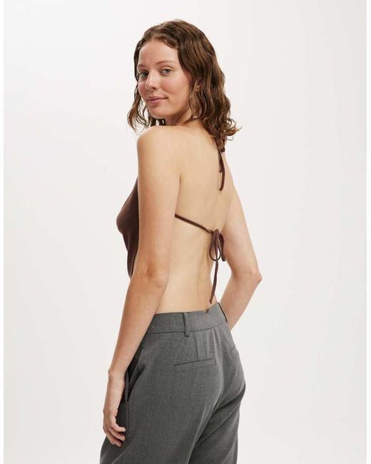 Cotton On Brown Jordie Slinky Cowl Neck Halter Top