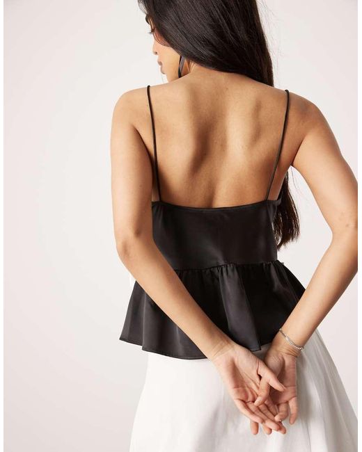 ASOS Black Satin Bow Cami Top