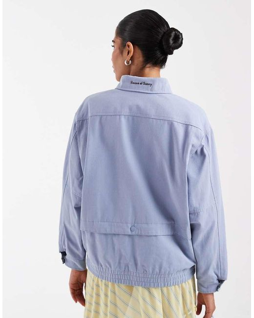 House Of Sunny Blue Babycheck Relaxed Harrington Jacket